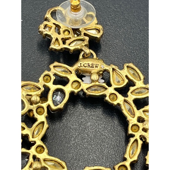 J. Crew Floral Hoop Circles White Enamel Gold Tone Crystal Stud
Dangle Earrings - Picture 6 of 11